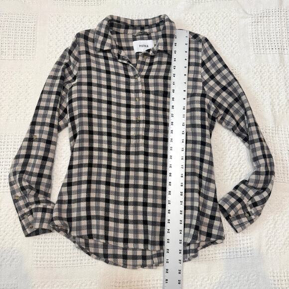 Pistola medium 1/2 button front plaid shirt button back TLS1 2805 - Picture 2 of 11